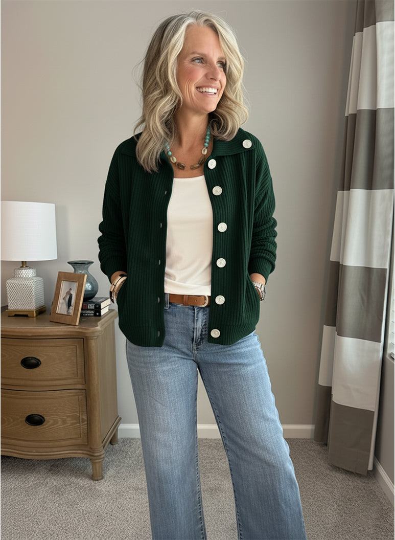 Casual Collared Pocket Corduroy Jacket