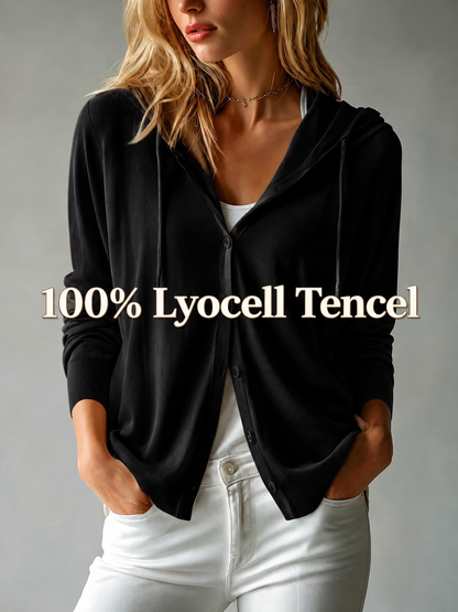 Women’s Hooded Open-Front Cardigan with Drawstring