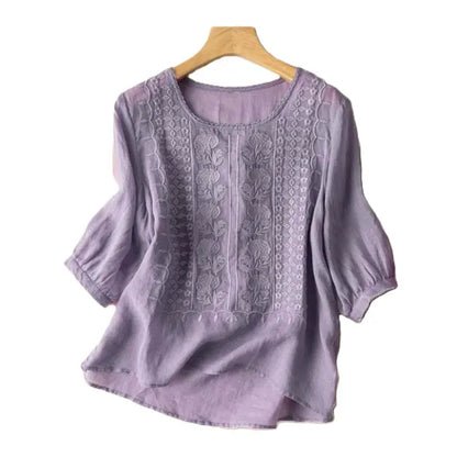 Women's Relaxed Vintage Embroidered Blouse
