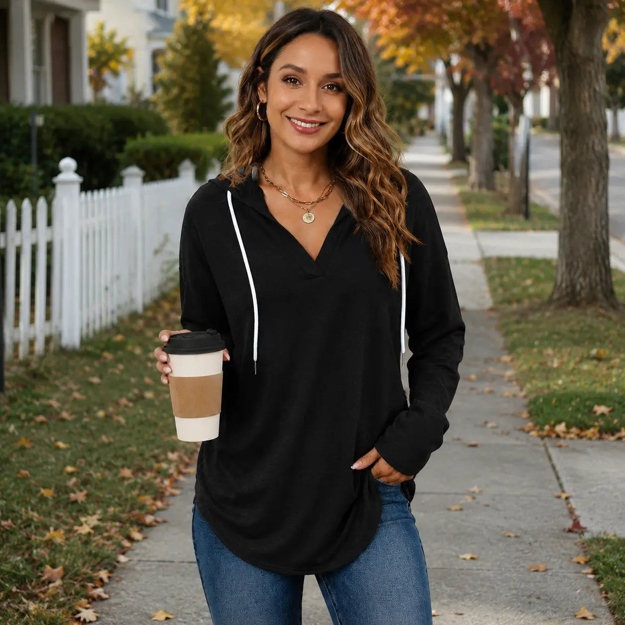 Black hooded pullover lifestyle