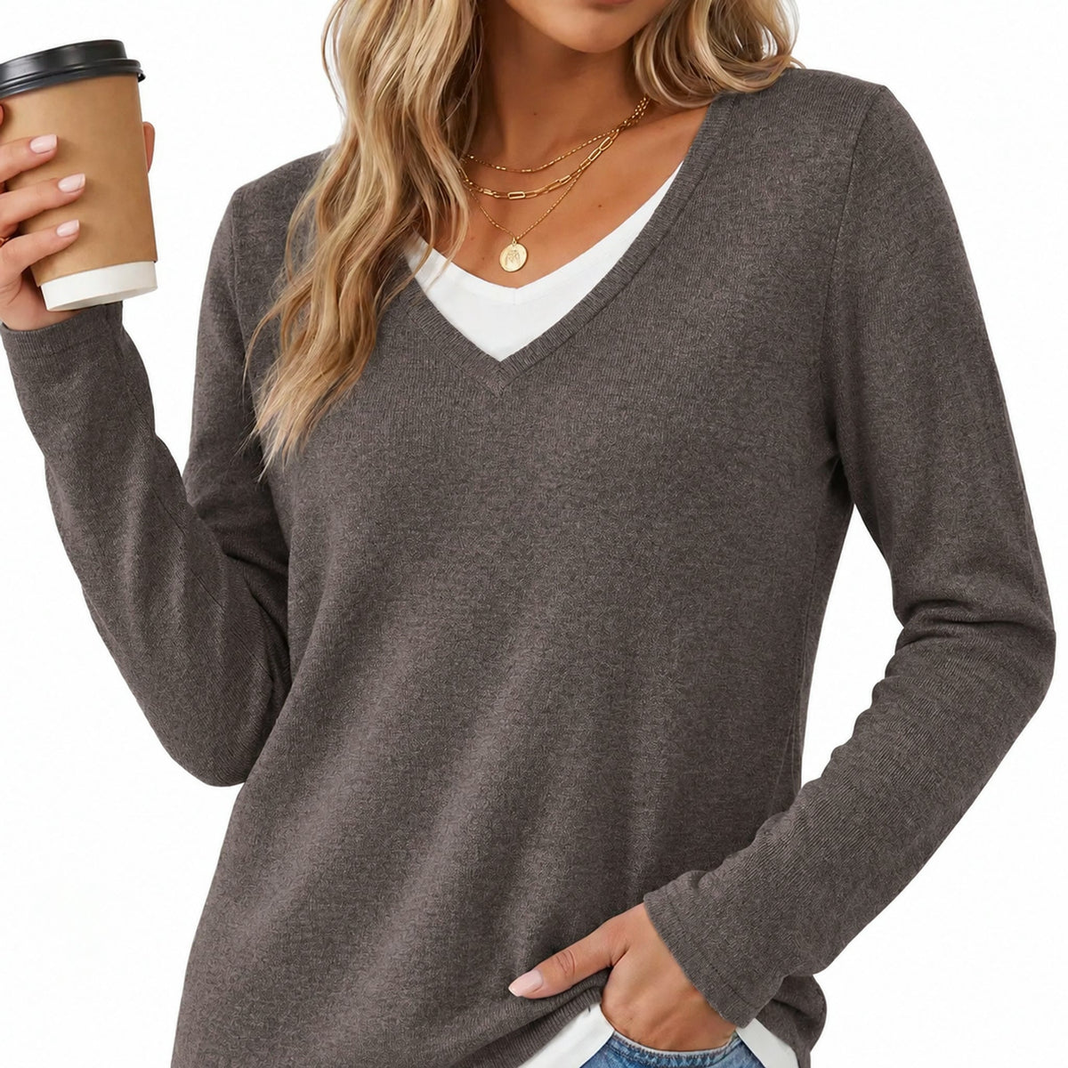 Women 2-in-1 Layered Knit Top