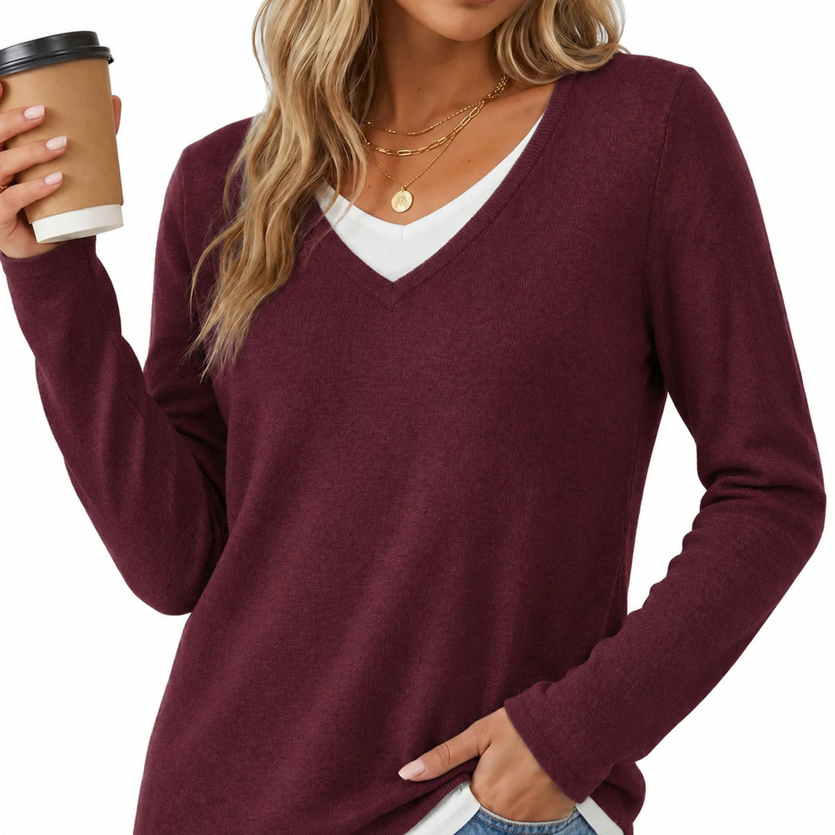 Women 2-in-1 Layered Knit Top