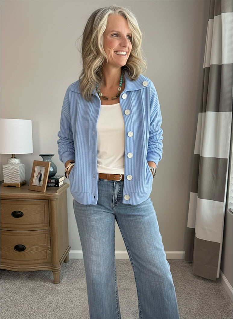 Casual Collared Pocket Corduroy Jacket