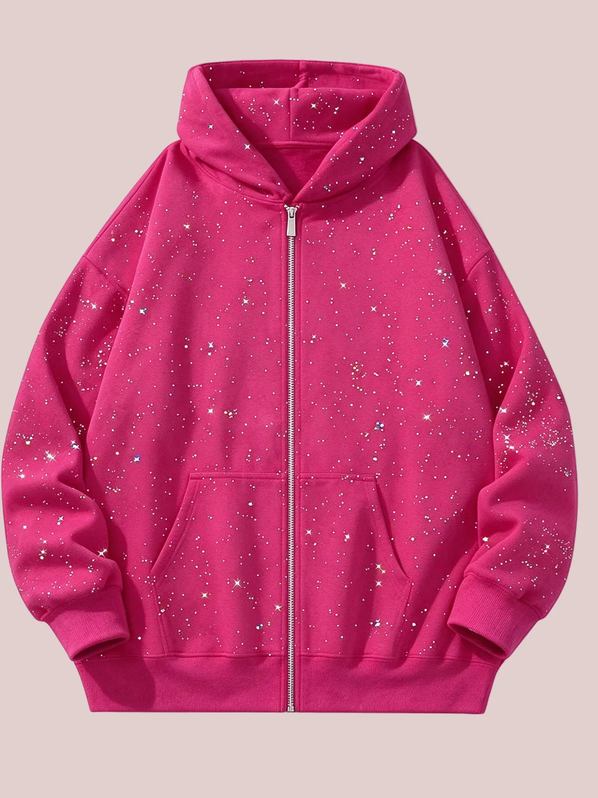Hot Sale-Glitter Speckled Zip Up Hooded Jacket