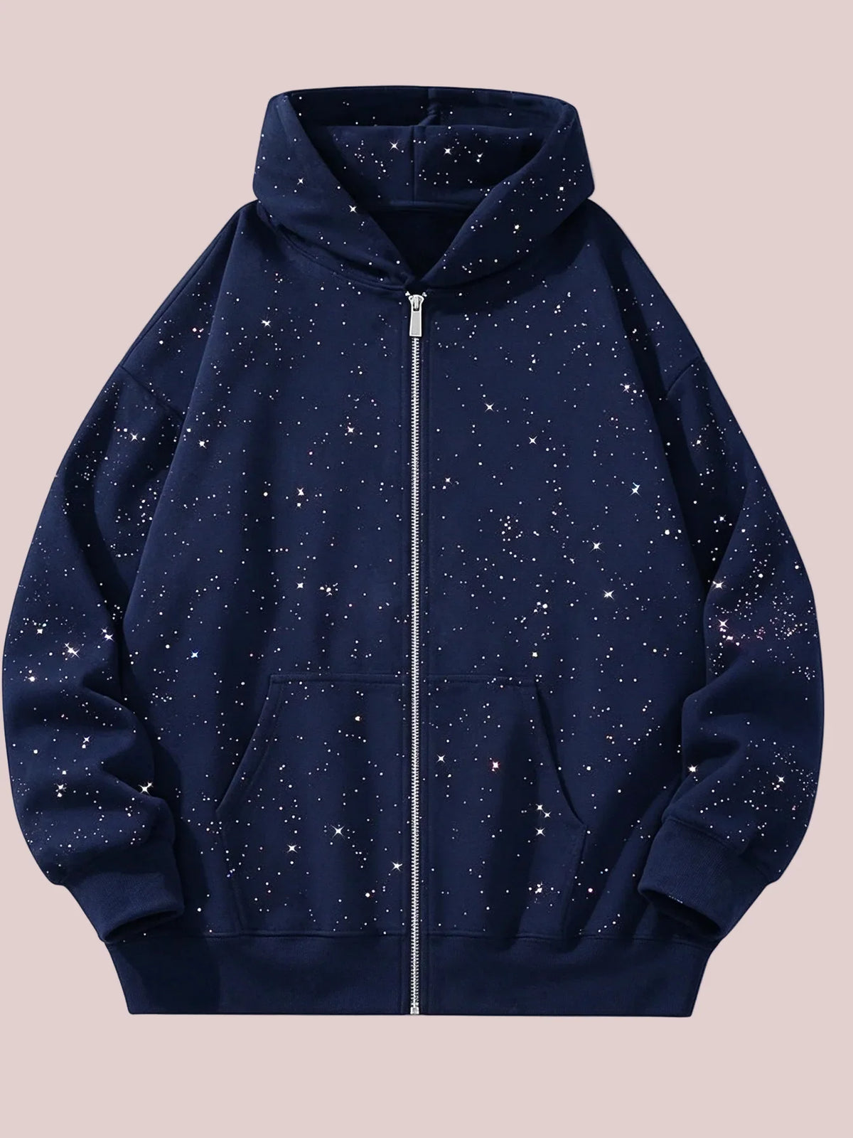 Hot Sale-Glitter Speckled Zip Up Hooded Jacket