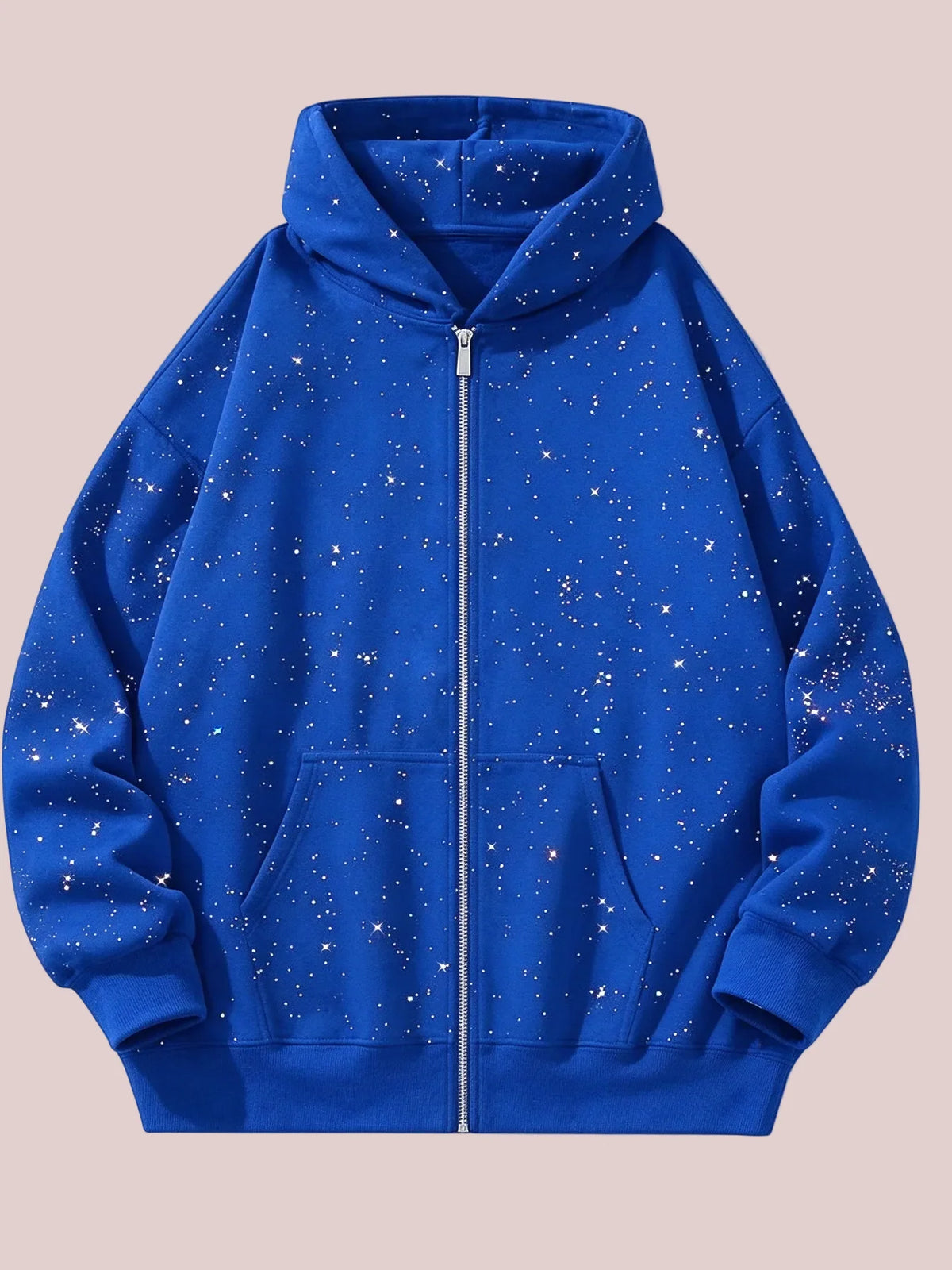 Hot Sale-Glitter Speckled Zip Up Hooded Jacket