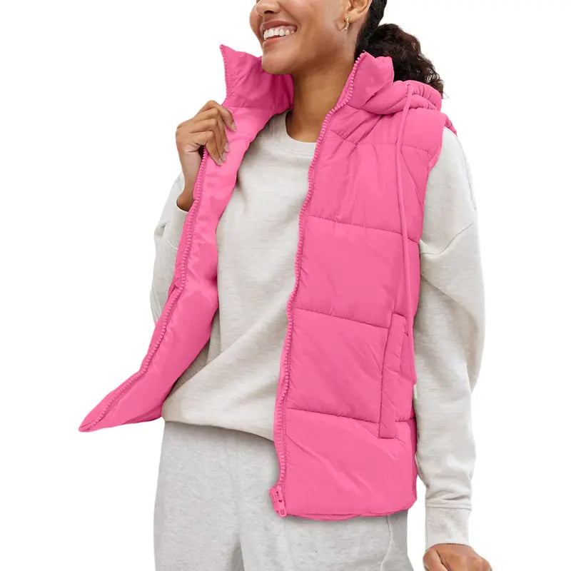 Women’s Removable-Hood Puffer Vest