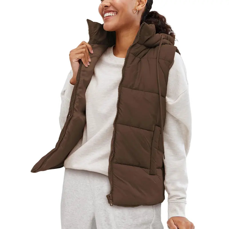 Women’s Removable-Hood Puffer Vest