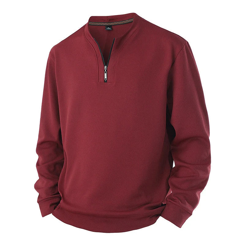 🧶Ribbed Texture, Minimalist Style🧥 Men's Half-Zip Ribbed Sweatshirt – Knit Texture, Soft & Warm ✨