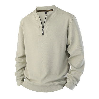 🧶Ribbed Texture, Minimalist Style🧥 Men's Half-Zip Ribbed Sweatshirt – Knit Texture, Soft & Warm ✨