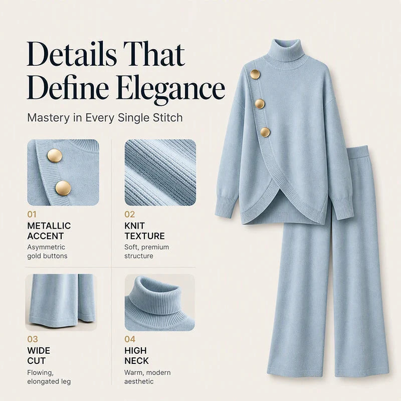 🧶 Cozy Turtleneck, Flattering Wide-Leg Style | Women's 2-Piece Knit Set