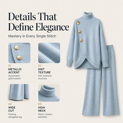 🧶 Cozy Turtleneck, Flattering Wide-Leg Style | Women's 2-Piece Knit Set