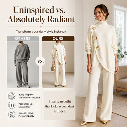 🧶 Cozy Turtleneck, Flattering Wide-Leg Style | Women's 2-Piece Knit Set