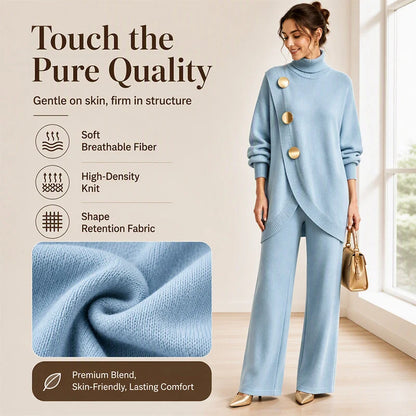 🧶 Cozy Turtleneck, Flattering Wide-Leg Style | Women's 2-Piece Knit Set