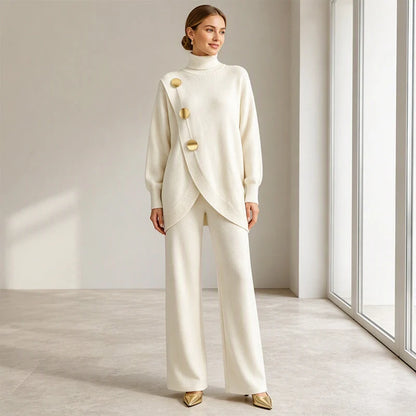 🧶 Cozy Turtleneck, Flattering Wide-Leg Style | Women's 2-Piece Knit Set