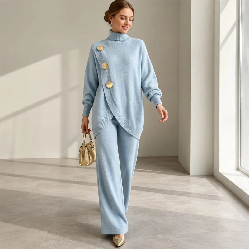 🧶 Cozy Turtleneck, Flattering Wide-Leg Style | Women's 2-Piece Knit Set
