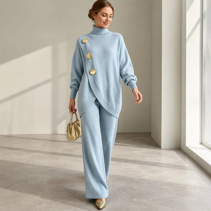 🧶 Cozy Turtleneck, Flattering Wide-Leg Style | Women's 2-Piece Knit Set