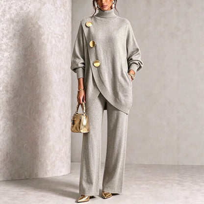 🧶 Cozy Turtleneck, Flattering Wide-Leg Style | Women's 2-Piece Knit Set