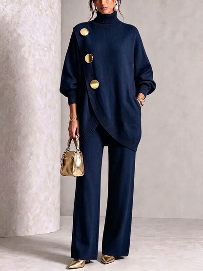 🧶 Cozy Turtleneck, Flattering Wide-Leg Style | Women's 2-Piece Knit Set