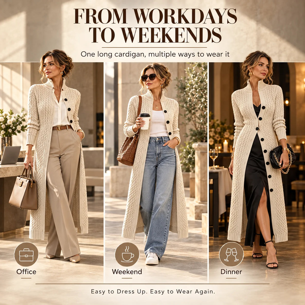 Limited time sale🔥Women's Stand Collar Single Button Cable Knit Long Cardigan
