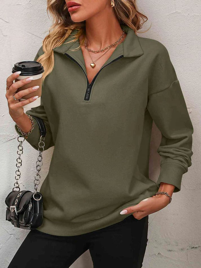 Army green half zip sweatshirt