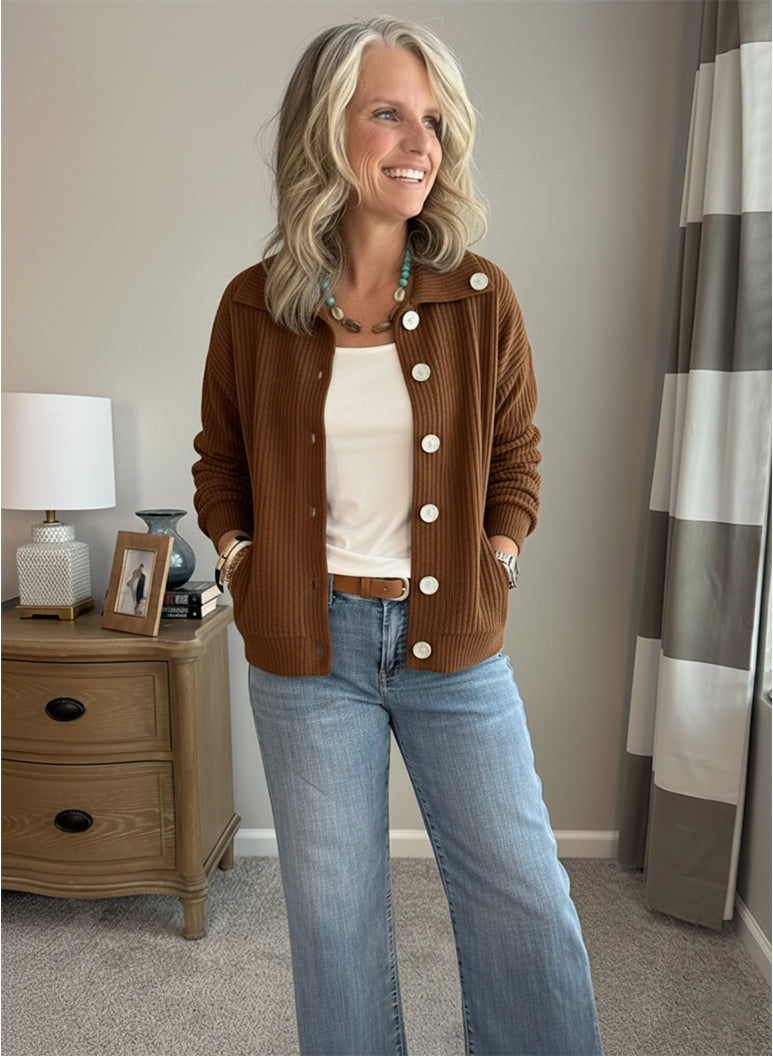 Casual Collared Pocket Corduroy Jacket