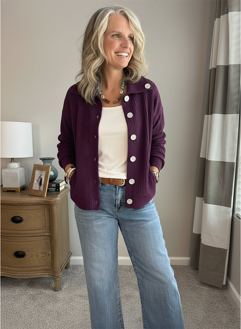 Casual Collared Pocket Corduroy Jacket