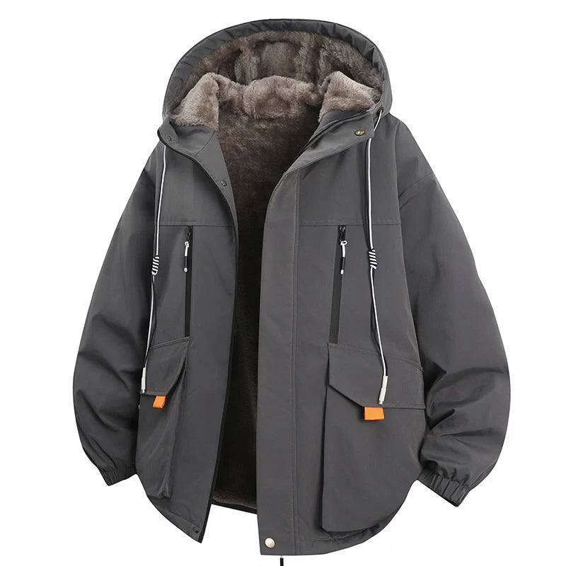 Men's Plush-Lined Hooded Parka Jacket