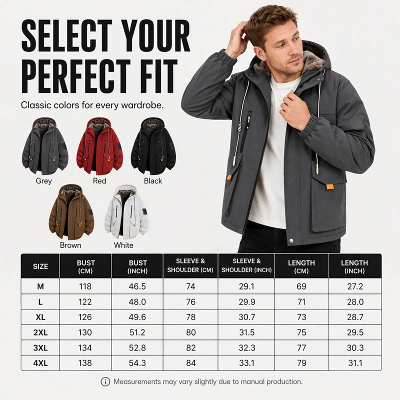 Men's Plush-Lined Hooded Parka Jacket