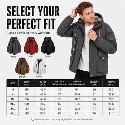 Men's Plush-Lined Hooded Parka Jacket