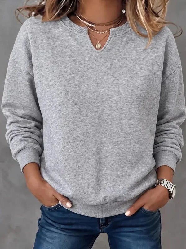Casual Versatile Solid V Neck Sweatshirt