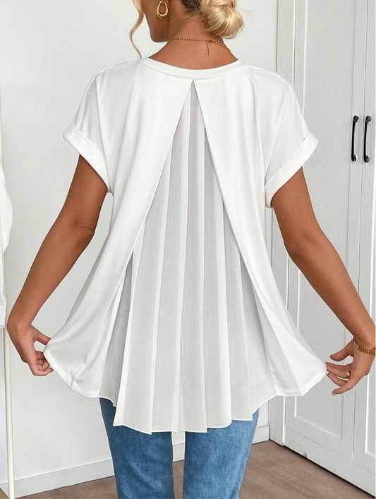 🔥Short-Sleeved Solid Color 100% Cotton  Patchwork T-Shirt