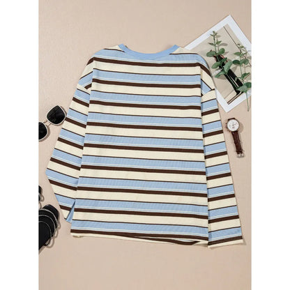 Relaxed Striped Long-Sleeve Knit Top