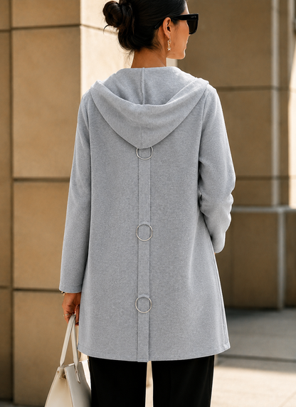 NEW🔥 Women’s Hooded Longline Jacket with Ring Detail