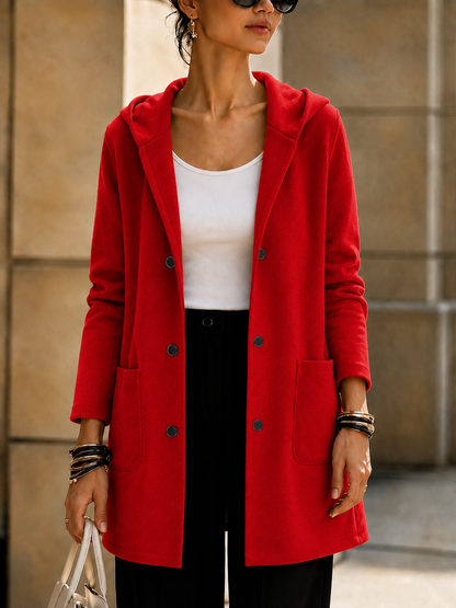 NEW🔥 Women’s Hooded Longline Jacket with Ring Detail