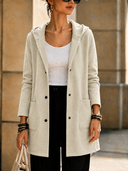 NEW🔥 Women’s Hooded Longline Jacket with Ring Detail