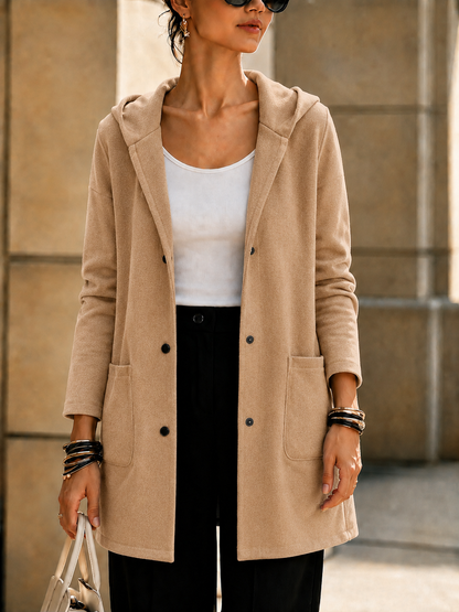 NEW🔥 Women’s Hooded Longline Jacket with Ring Detail