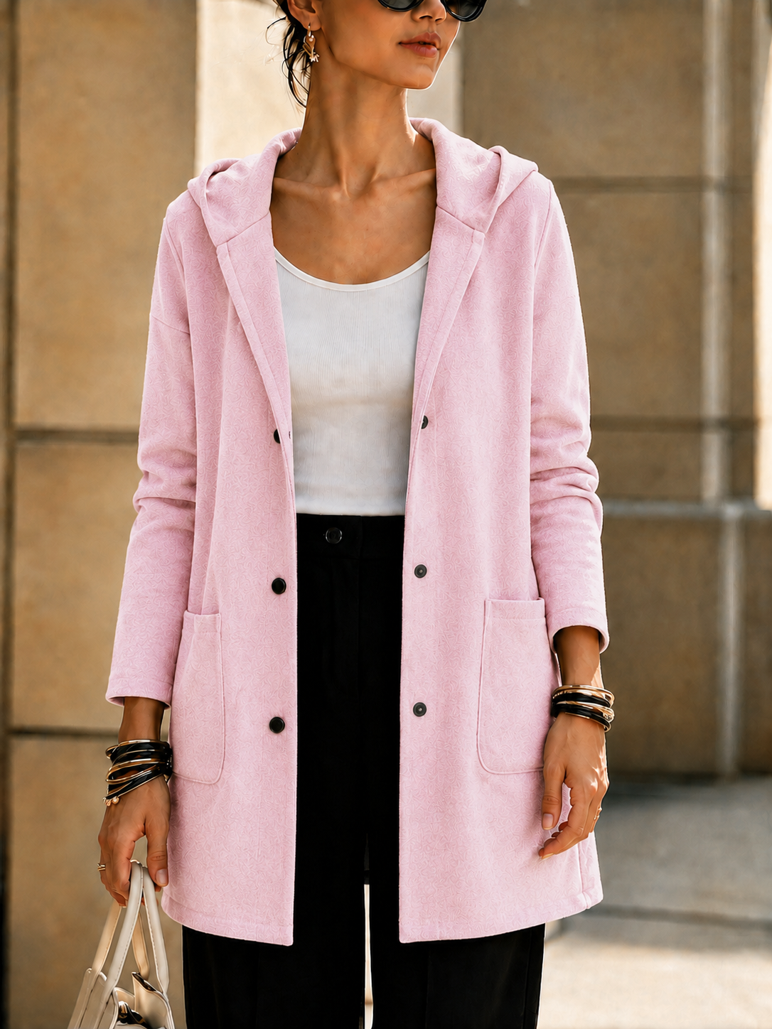NEW🔥 Women’s Hooded Longline Jacket with Ring Detail