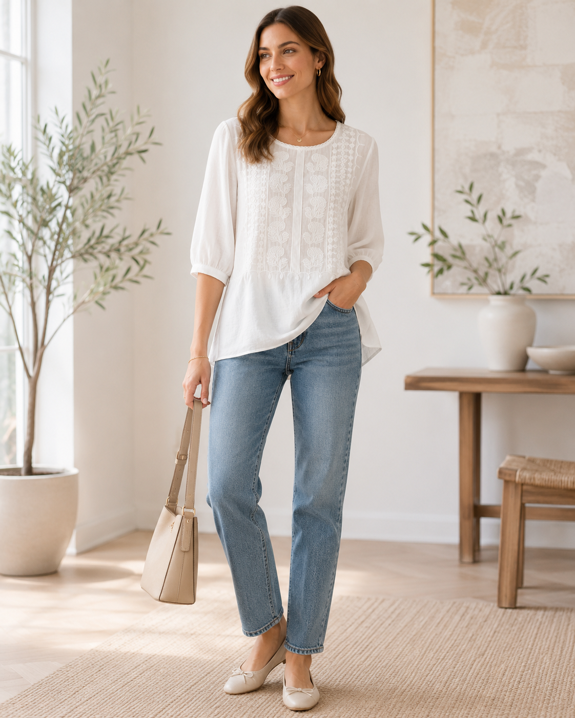 Women's Relaxed Vintage Embroidered Blouse