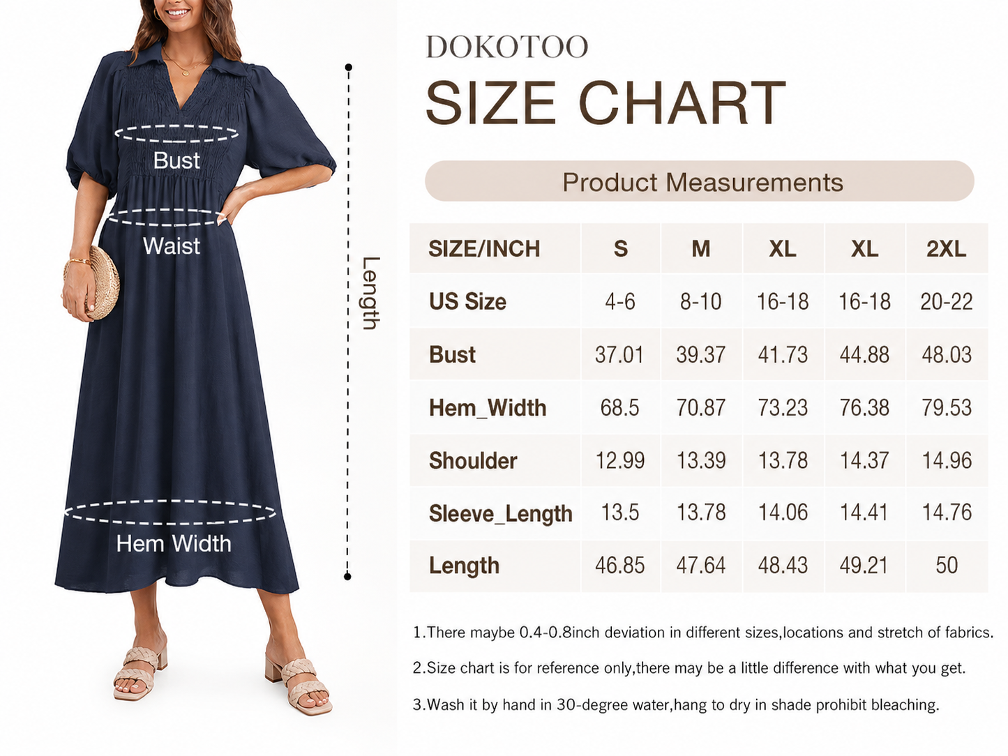 Women 2026 Casual Dresses V Neck Puff Sleeve Empire Waist A-Line Maxi Dress