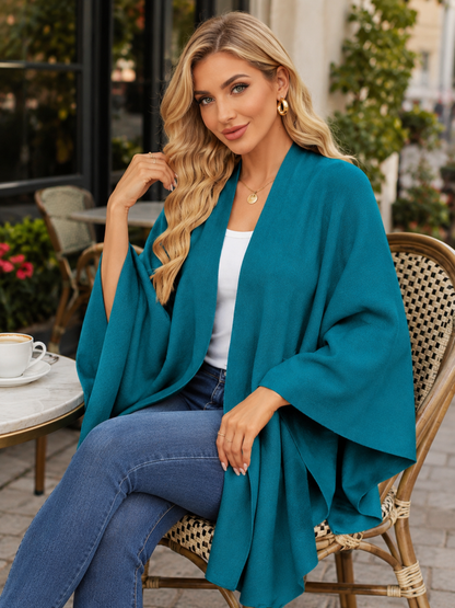 Elegant Shawl Wraps Soft Open Front Poncho Sweater