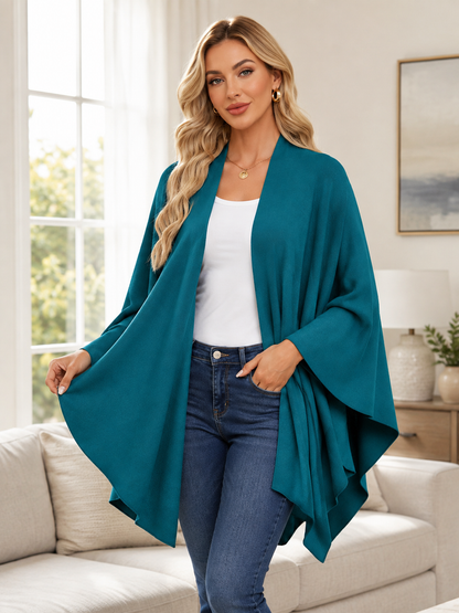 Elegant Shawl Wraps Soft Open Front Poncho Sweater