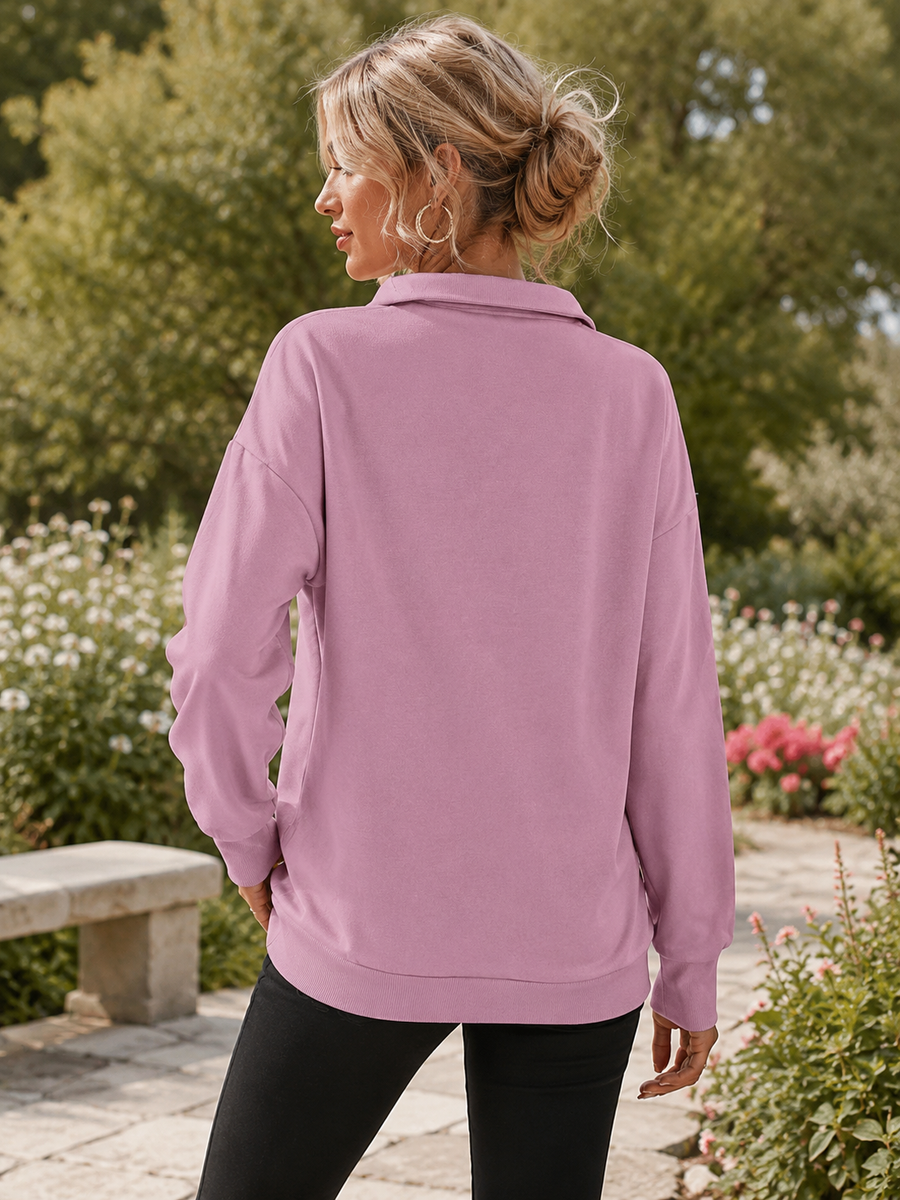 Dusty pink dropped shoulder sweatshirt back view