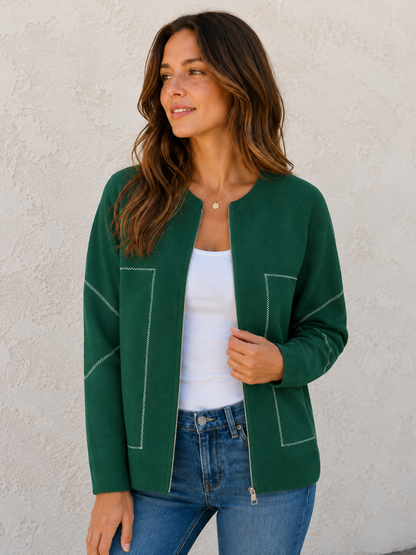 🔥Casual Round Neck Zipper Thin Jacket
