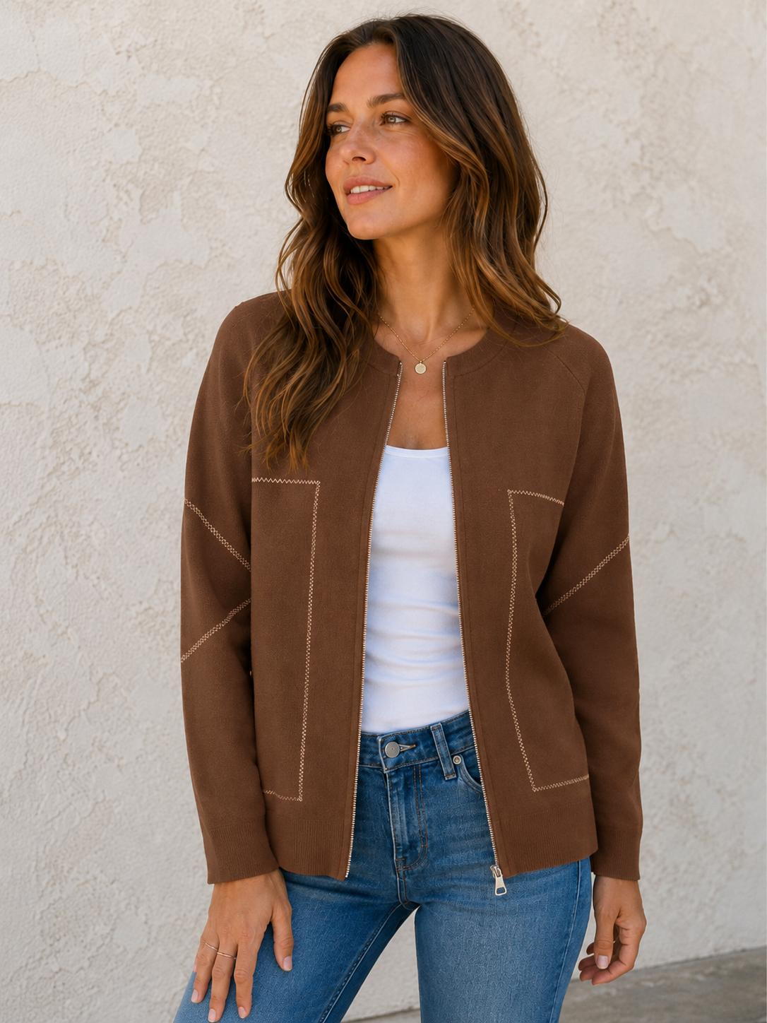 🔥Casual Round Neck Zipper Thin Jacket