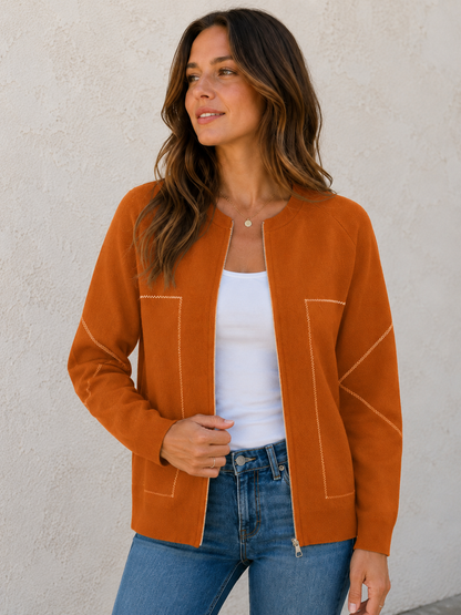 🔥Casual Round Neck Zipper Thin Jacket