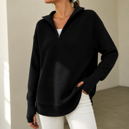 Women's Quarter‑Zip Knit Pullover Sweater