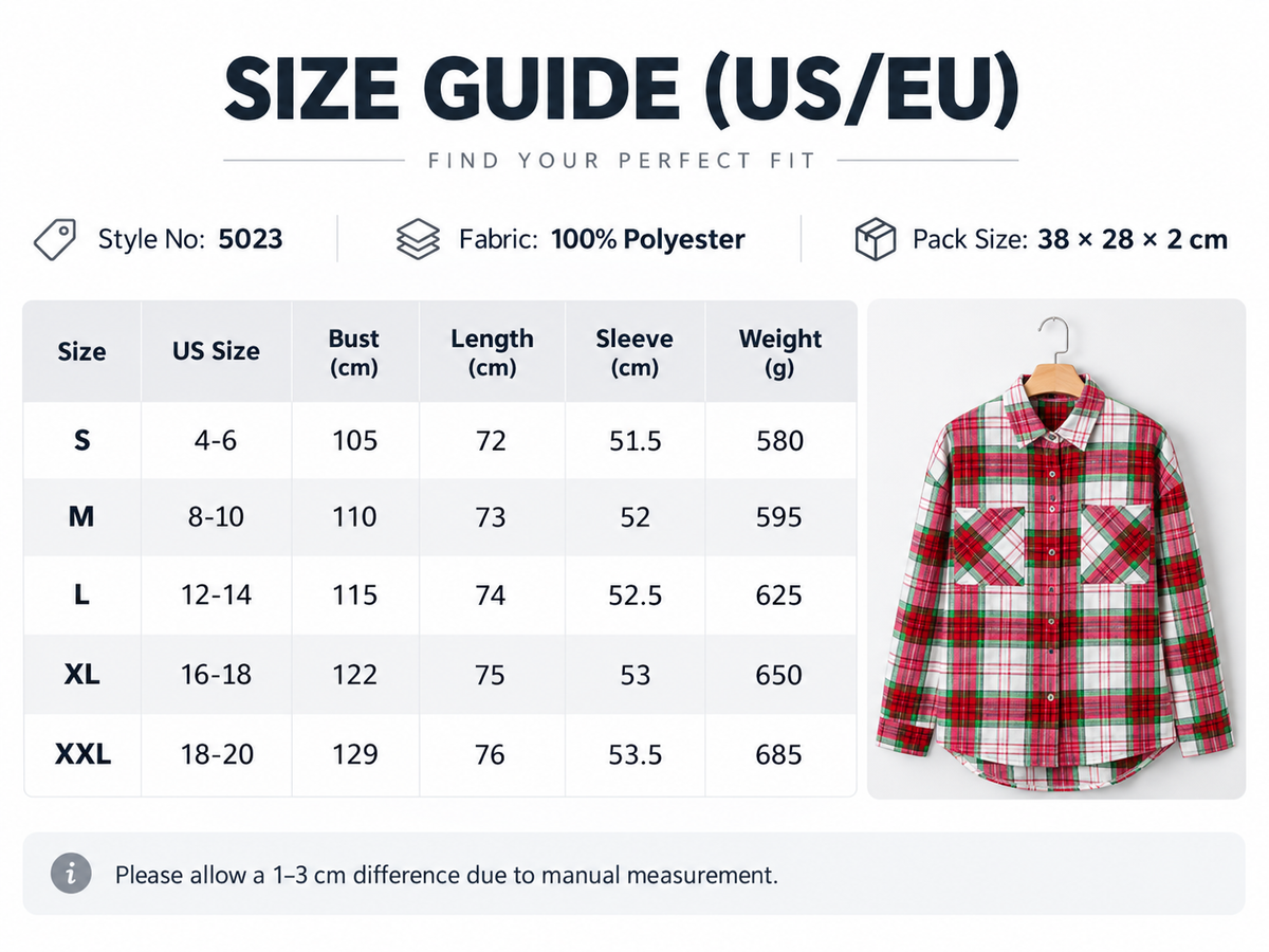 Women's Long Sleeve Christmas Plaid Flannel Shacket with Pockets