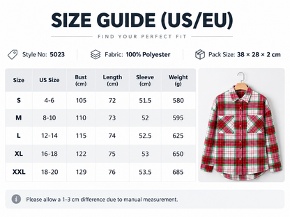 Women's Long Sleeve Christmas Plaid Flannel Shacket with Pockets