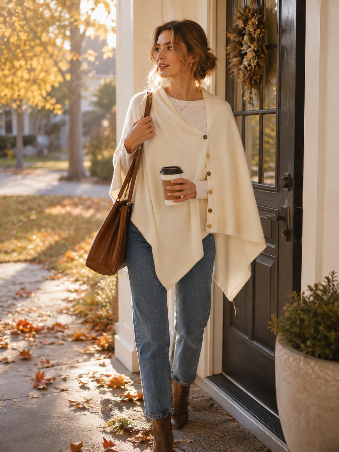 Women's Versatile Knitted Shawls Scarf Poncho Sweater-🍂 Cozy Autumn Cape